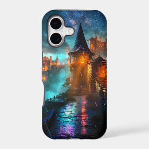 Cool Blue Magenta Neon Cyberpunk Gamer Tech iPhone 17 Case