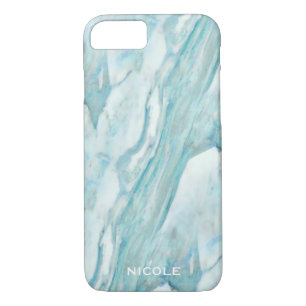 Cool Blue Marble Pattern with Your Name iPhone 8/7 Case