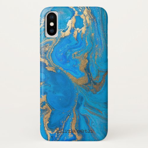 Cool Blue Marble  Stone Texture iPhone XS Case