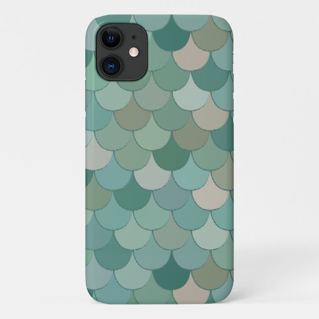 Cool Blue Merman Fish Scales Pattern Case-Mate iPhone Case (Back)