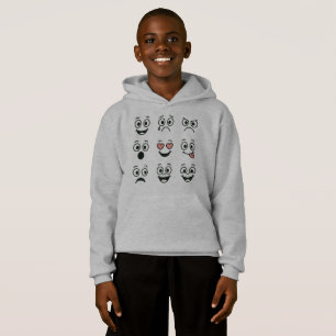 Cool Blue Monster Faces Pattern Boys Hoodie - Fun 