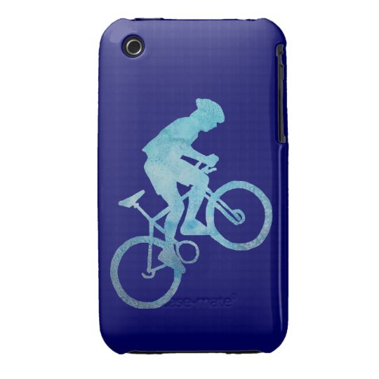 Cool Blue Mountain Biker iPhone 3 Cover