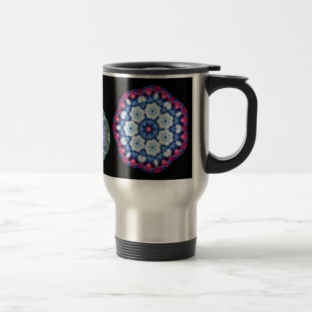 cool blue n pink kaleidoscope travel mug... travel mug (Right)
