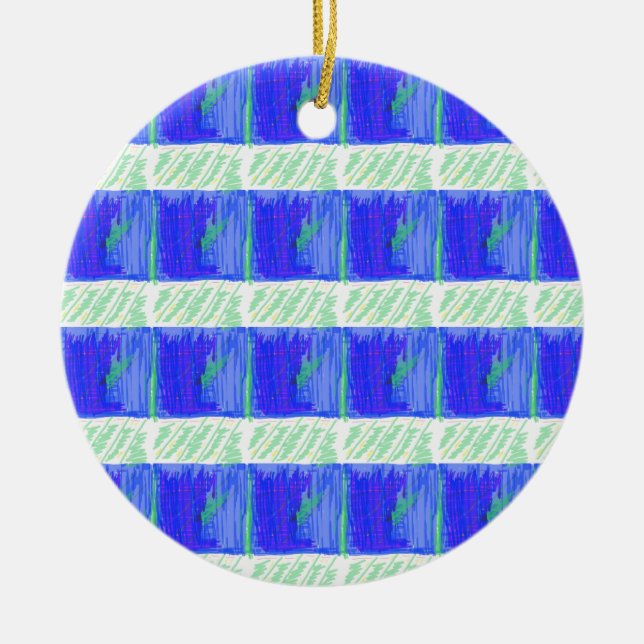 Cool Blue Nautical Abstract  Ceramic Ornament (Front)