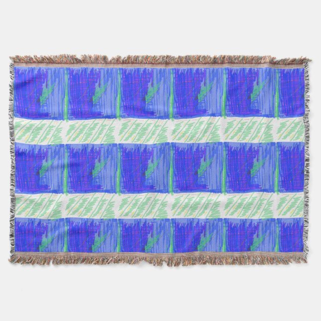 Cool Blue Nautical Abstract Throw Blanket (Front)