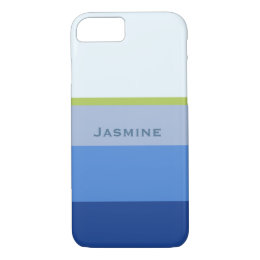 Cool blue nautical stripes  personalize name iPhone 8/7 case
