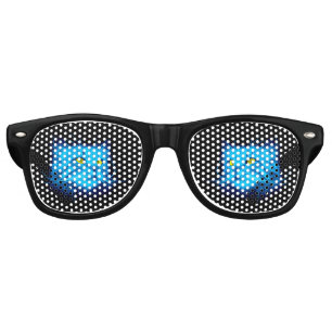 Cool Blue Neon Cat Art - Glowing Animal Design Retro Sunglasses