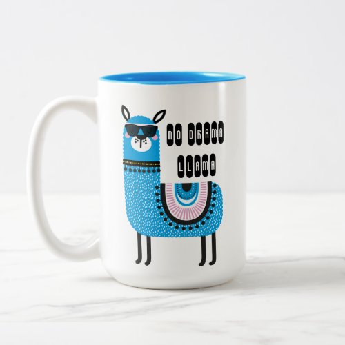 Cool Blue No Drama Llama Two_Tone Coffee Mug