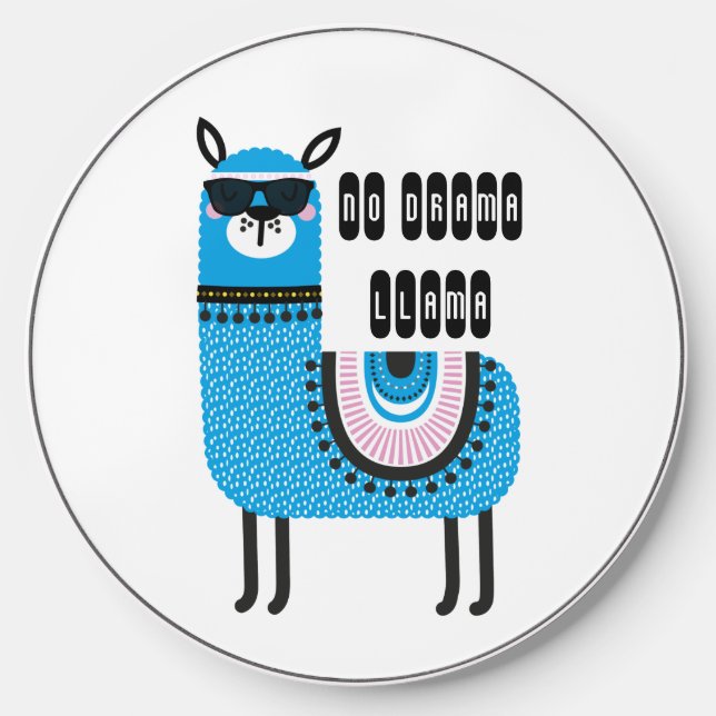 Cool Blue No Drama Llama Wireless Charger (Front)