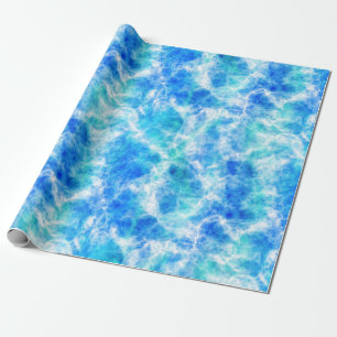 Cool Blue Ocean Surf Waves Pattern Wrapping Paper
