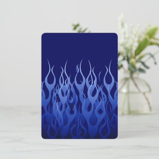 Cool Blue on Blue Racing Flames decorative (Standing Front)