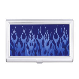 Cool Blue on Blue Racing Flames decorative Business Card Holder
