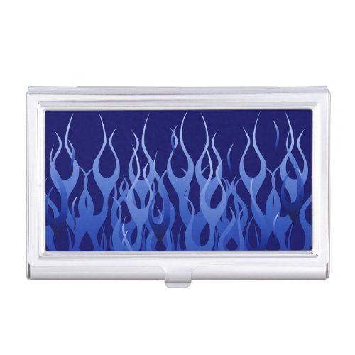 Cool Blue on Blue Racing Flames decorative Business Card Holder