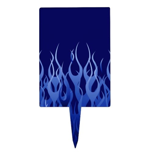 Cool Blue on Blue Racing Flames decorative Cake Topper