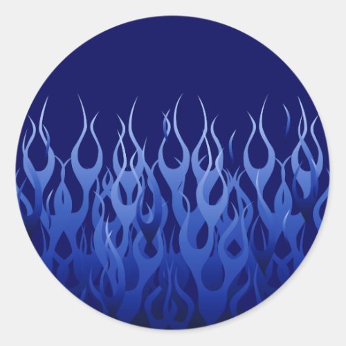 Cool Blue on Blue Racing Flames decorative Classic Round Sticker