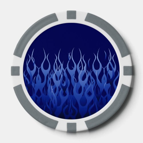 Cool Blue on Blue Racing Flames decorative Poker Chips