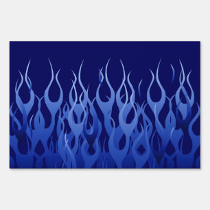 Cool Blue on Blue Racing Flames decorative Sign