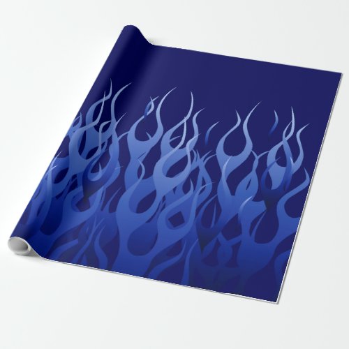 Cool Blue on Blue Racing Flames decorative Wrapping Paper