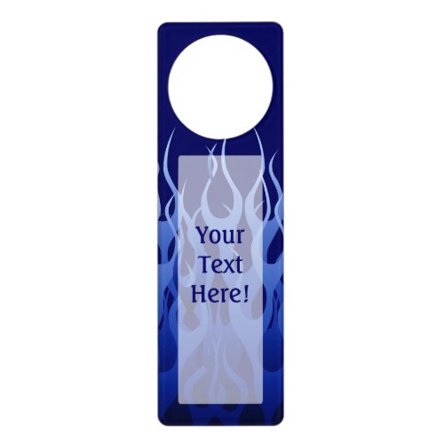 Cool Blue on Blue Racing Flames Door Hanger