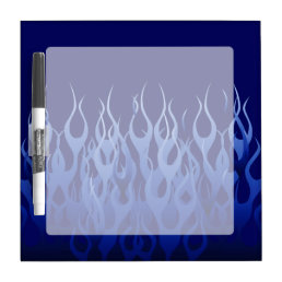 Cool Blue on Blue Racing Flames Dry Erase Board