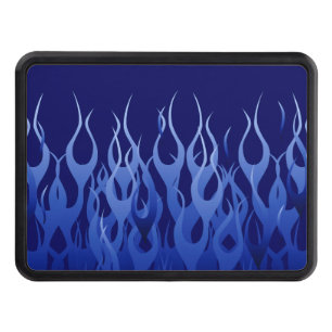 Cool Blue on Blue Racing Flames Hitch Cover