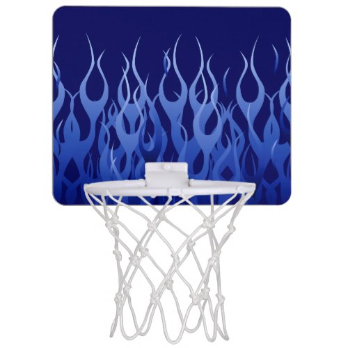 Cool Blue on Blue Racing Flames Mini Basketball Hoop