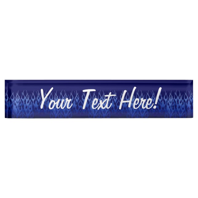 Cool Blue on Blue Racing Flames Name Plate (Front)