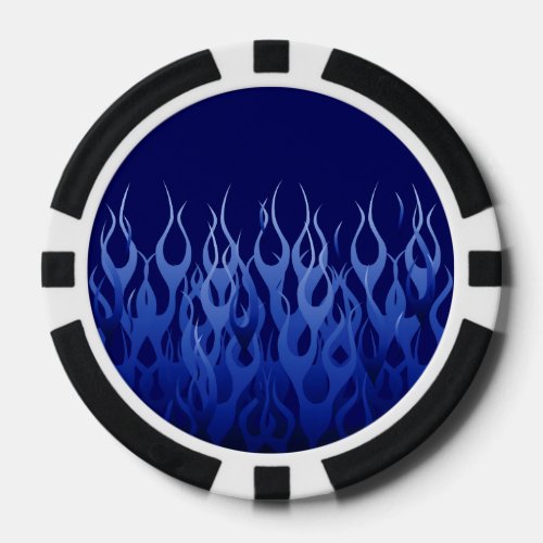 Cool Blue on Blue Racing Flames Poker Chips