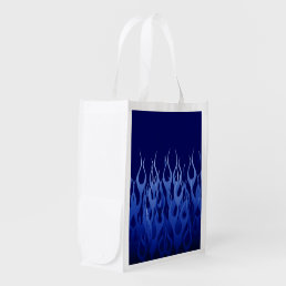 Cool Blue on Blue Racing Flames Reusable Grocery Bag
