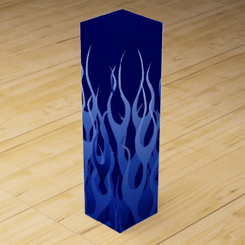 Cool Blue on Blue Racing Flames Wine Gift Box