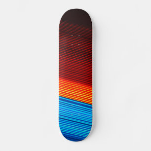 COOL Blue Orange Yellow Red Black Stripes Skateboard