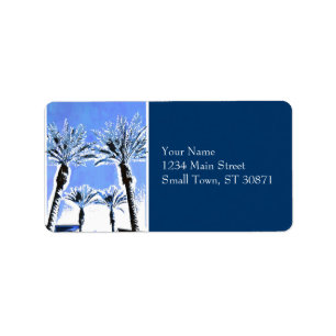 Cool Blue Palm Trees Paradise Beach Theme Decor Label