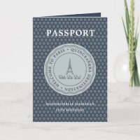 Cool Blue Paris Passport With Picture Quinceañera