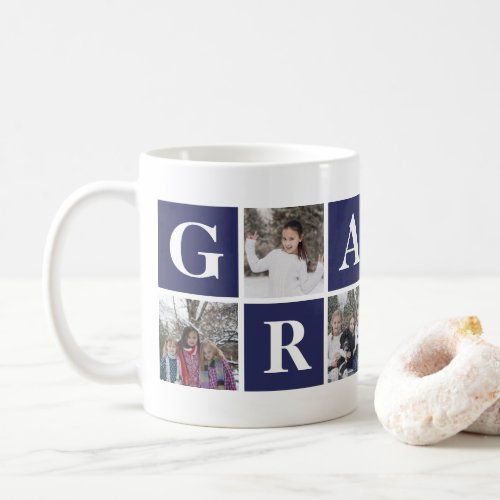 Cool Blue Photo Collage Grampa Mug