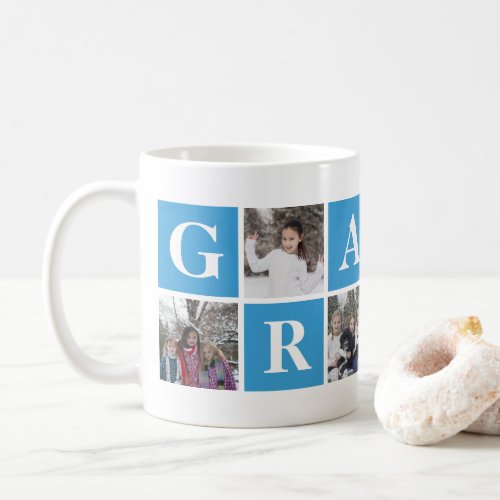 Cool Blue Photo Collage Grampa Mug