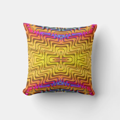 COOL  Blue Pink Yellow Green Orange 3D Fractal Throw Pillow