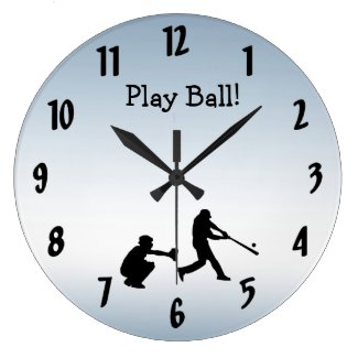Cool Blue Play Ball Baseball Sports Clock
