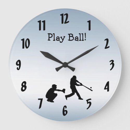 Cool Blue Play Ball Baseball Sports Clock