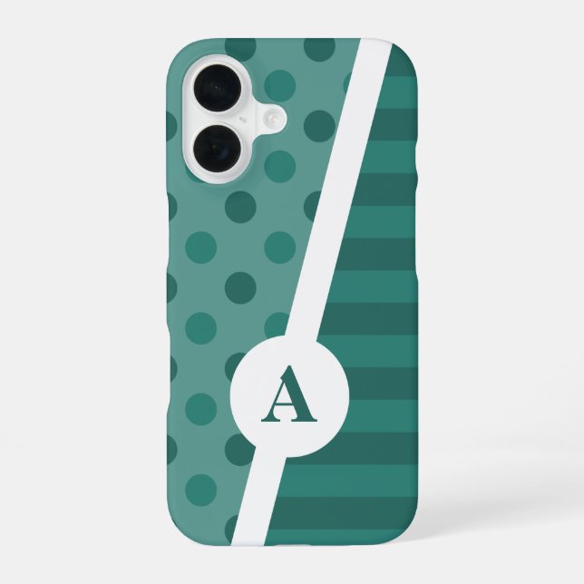 Cool Blue Polka Dot and Stripe Pattern Iphone Case (Back)