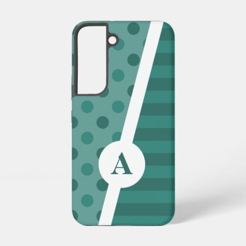 Cool Blue Polka Dot and Stripe Pattern Samsung Galaxy S22 Case