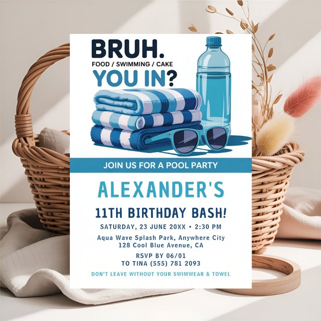 Cool Blue Pool Bash Boy Birthday  Invitation (Creator Uploaded)