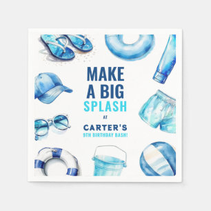 Cool Blue Pool Party Summer Boys Birthday Napkins