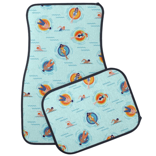 Cool Blue pool party Summer vibe Car Floor Mat (Set)
