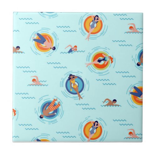 Cool Blue pool party Summer vibe Ceramic Tile