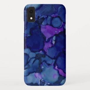 Cool Blue & Purple Watercolor Ink Splash Pattern iPhone XR Case