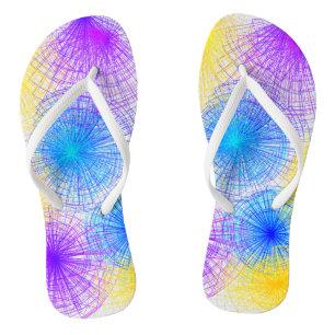 Cool Blue Purple Yellow Spirals Flip Flops