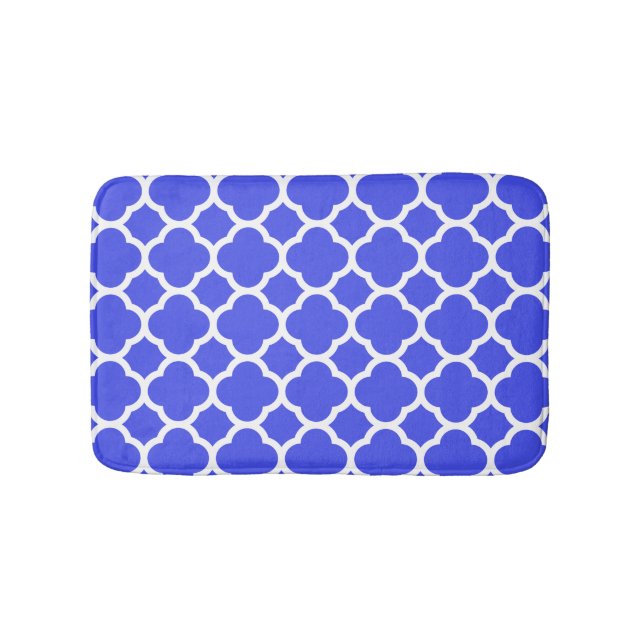Cool Blue Quatrefoil pattern Bathroom Mat (Front)