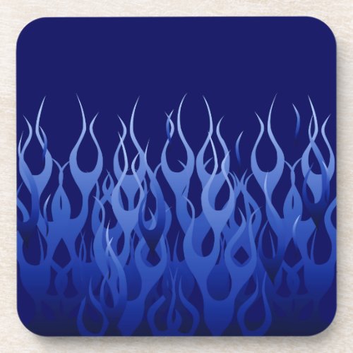 Cool Blue Racing Flames Beverage Coaster