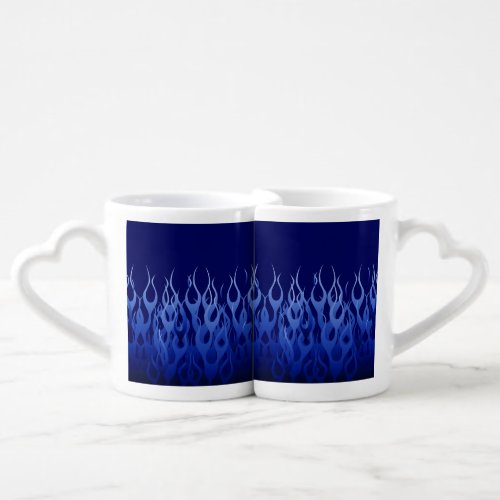 Cool Blue Racing Flames Coffee Mug Set