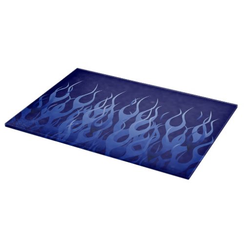 Cool Blue Racing Flames Cutting Board